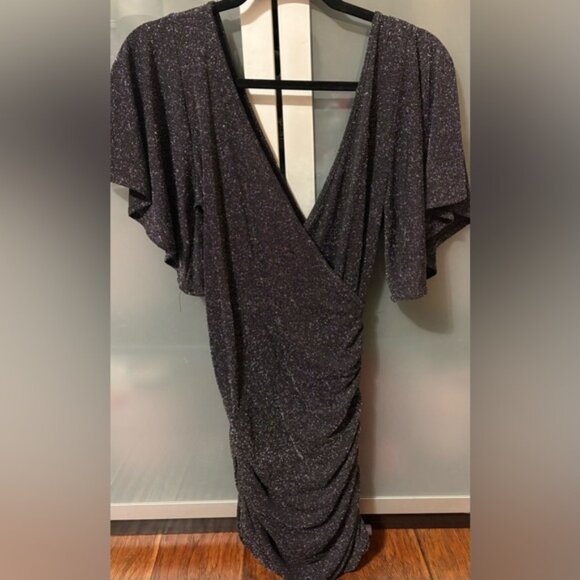 Stunning Forever 21 Elegant Black Glitter Sparkly Dress - size large L - Picture 1 of 5